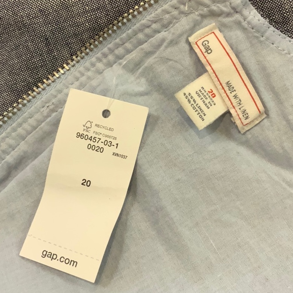 Nwot Gap Blue Color Block Chambray Linen Dress 20 - image 7